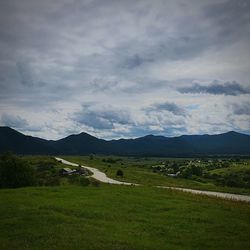 Scenic view of field against sky