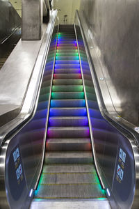 High angle view of escalator