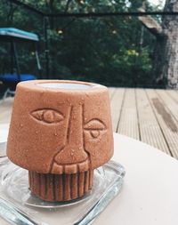 Close-up of chocolate cake on table