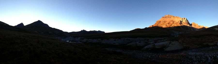 Scenic view of mountains against clear sky