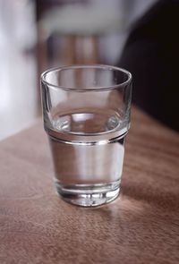 Close-up of water in glass on table