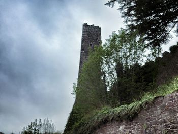 Low angle view of tower against sky