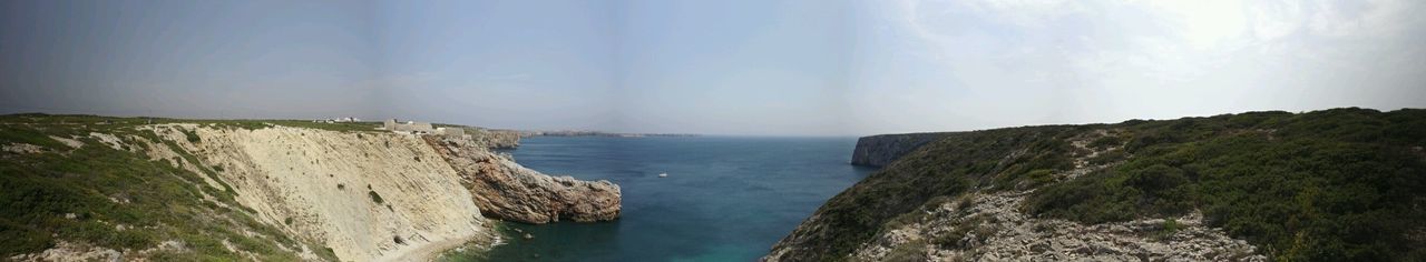 Scenic view of sea against cloudy sky