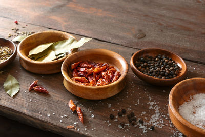 High angle view of food on table