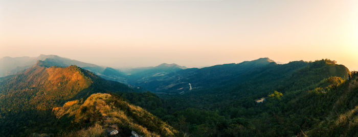 Sunset at mountain so colorful and beautiful panorama of natural landscape in thailand.