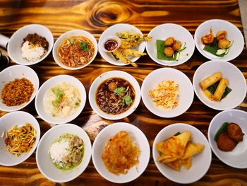 High angle view of food on table