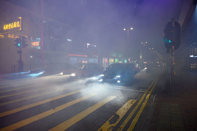 View of city street at night