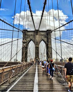 Suspension bridge in city