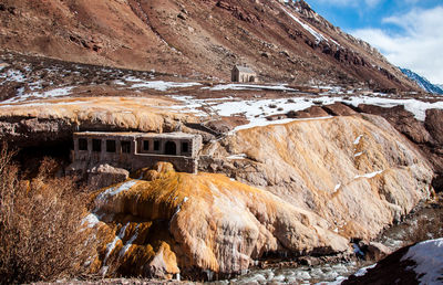 Scenic view of snowcapped mountain against sky