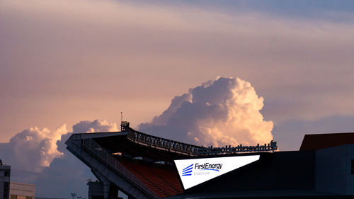 Low angle view of building against sky during sunset