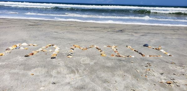 Text on sand at beach