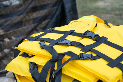 Close-up of yellow  water jacket