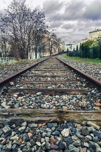 Railroad track against sky