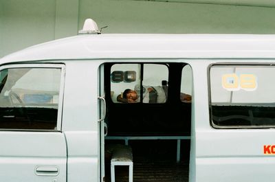 Portrait of bus at bus station