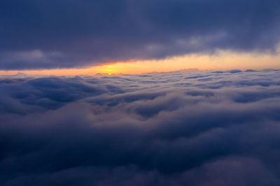 Sunrise above a sea of clouds, salzburg, austria