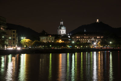 Illuminated buildings at night