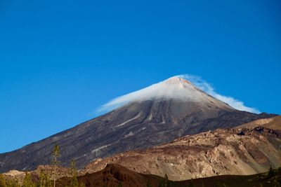 View of volcanic mountain against clear sky