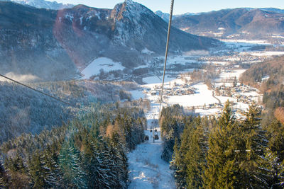 Aerial view of snowcapped mountains