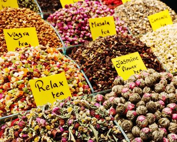 Various fruits for sale at market stall