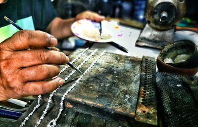 Man working on table