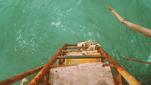 High angle view of pier at harbor