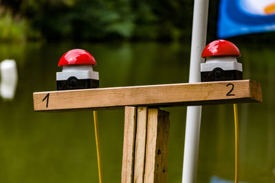 Close-up of equipment on wood