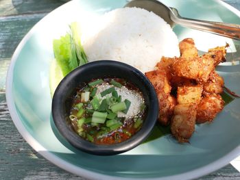 Close-up of meal served in plate