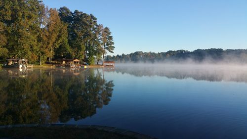Scenic view of lake against sky