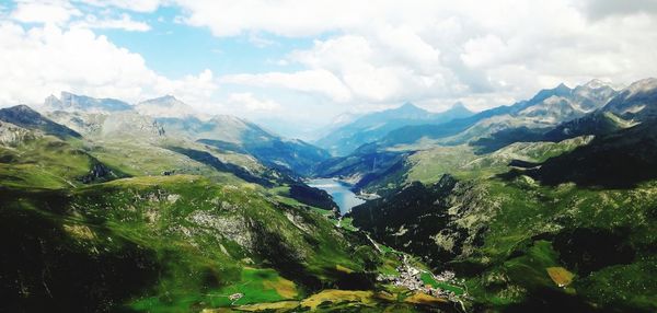 Scenic view of mountains against sky