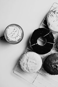 High angle view of ice cream on table