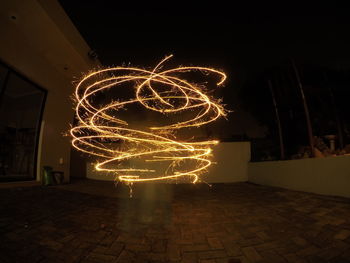 Firework display at night