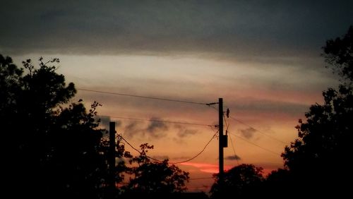 Low angle view of silhouette trees against sky during sunset