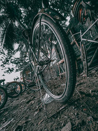 Bicycle parked on field