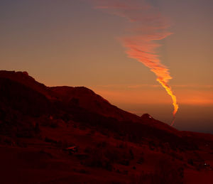 Scenic view of silhouette mountains against sky during sunset