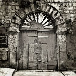 Closed door of old building