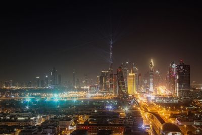 Illuminated city at night