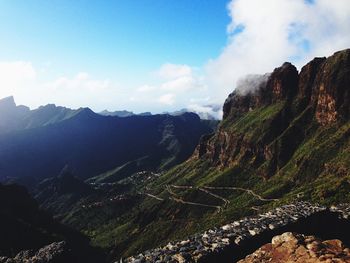 Scenic view of mountains against sky