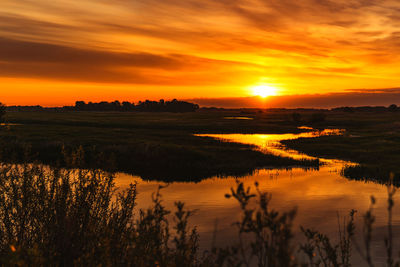 Beautiful sunrise in a river valley in podlasie, poland