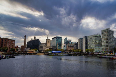 Liverpool waterfront showing liver building and ferry terminal