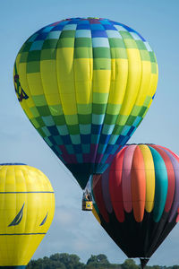 Low angle view of hot air balloons