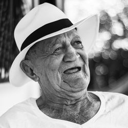 Portrait of senior man wearing hat