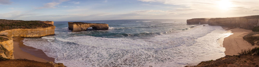 Panoramic shot of rocky beach