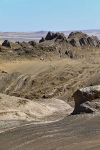 Scenic view of desert against clear sky