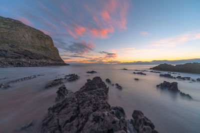 Scenic view of sea against sky during sunset