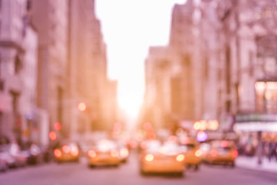 Defocused image of traffic on city street