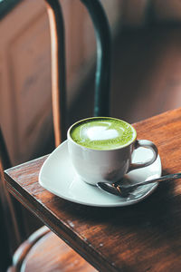 Coffee cup on table