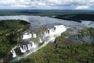 Aerial view of iguaçu's waterfalls. great landscape. nature's beauty scene,