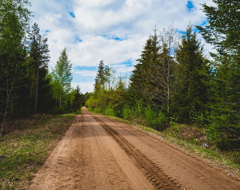 Road amidst trees against sky