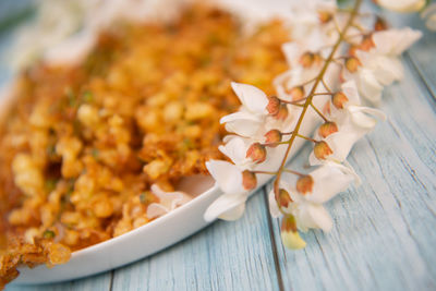 Close-up of food in plate on table