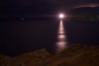 Scenic view of sea against sky at night